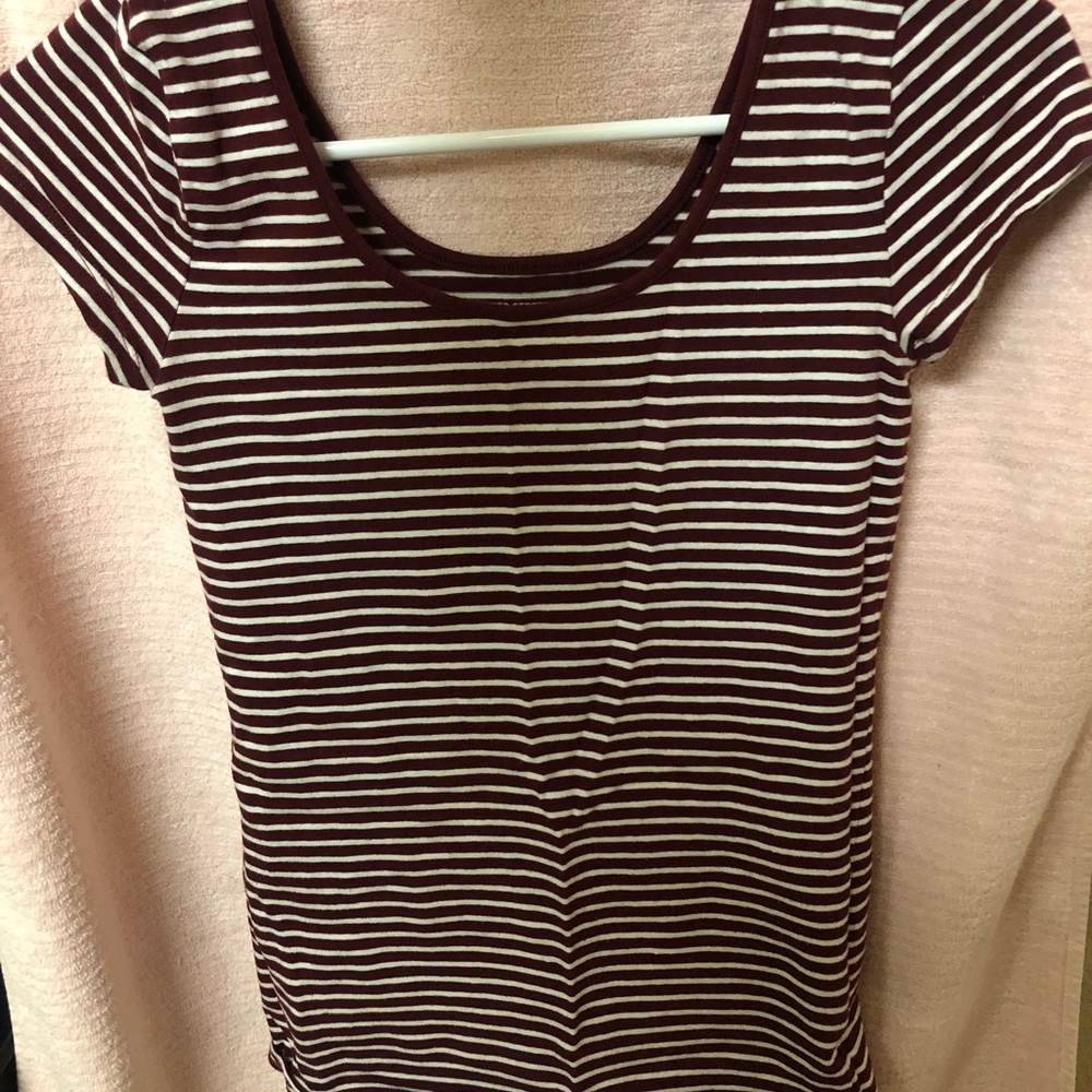 GAP maroon and white striped shirt